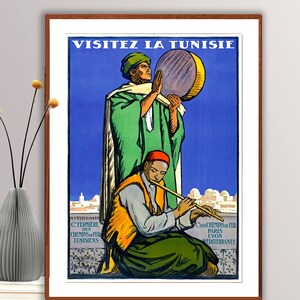 Visitez La Tunisie Vintage  Travel Poster - Poster Paper or Canvas Print / Gift Idea / Wall Decor