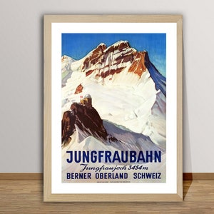 Jungfraubahn Oberland Bernois Suisse Vintage Reise Poster - Jungfraubahn Poster, Ski Sport Print, Wanddeko, Geschenkidee