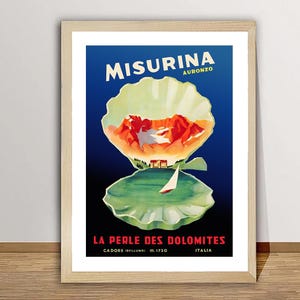 Misurina Pearl of the Dolomites, Italy Vintage Travel Poster -Travel Art Memories / Gift Idea / Wall Decor