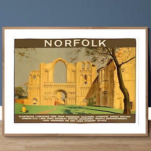 Norfolk, England  Vintage Travel Poster - Poster Paper or Canvas Print / Gift Idea / Wall Decor