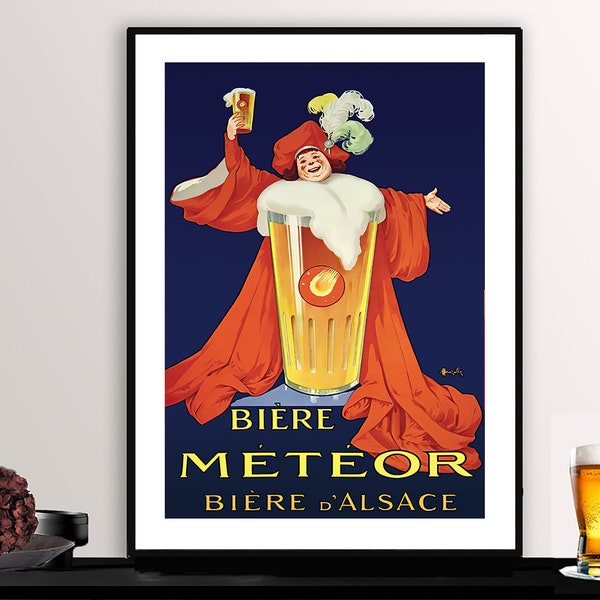 Biere Meteor, Biere d'Alsace vintage Food&Drink Poster - Poster Paper or Canvas Print / Gift Idea