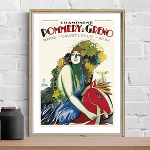 Vintage French Champagne Advertisement (1930) Art Print - Reproduction of a Vintage Artwork, Decorative Purposes Wall Decor