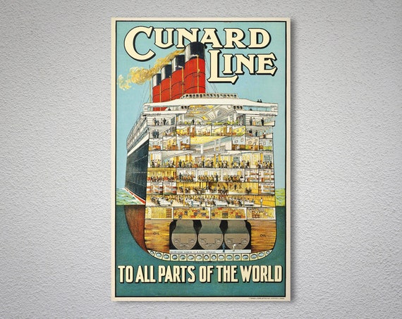 Cunard Line To All Parts of the World Vintage Travel Poster