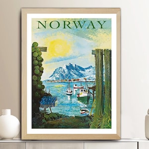 Poster di viaggio vintage della Norvegia - Stampa su carta o tela / Idea regalo / Decorazione murale