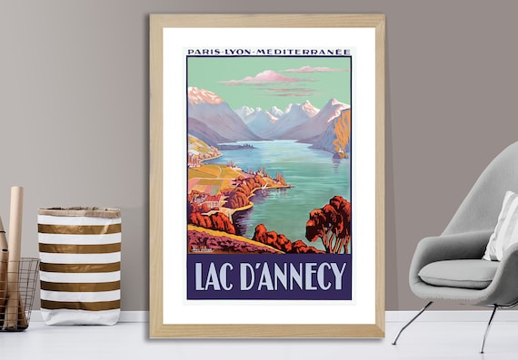 Poster Vintage Annecy France 30x45 Cm - Impression Haute Qualité, Toile Résistante, Décoration Murale Rétro - 4