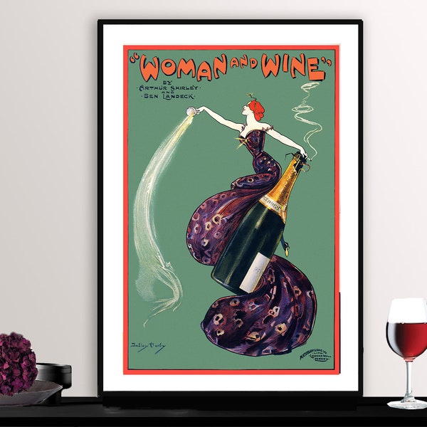Woman and Wine Vintage Food&Drink Poster by Dudley Hardy - Poster Print or Canvas Print / Gift Idea