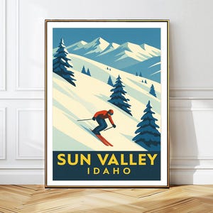 Sun Valley Idaho Vintage Skiing Travel Poster - Winter Sports Prints, Ski Lovers Gift, Ski Wall Art