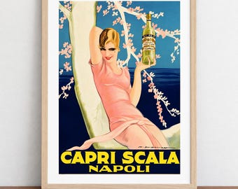 Capri Scala Wine Art Print –  Food Drink Poster