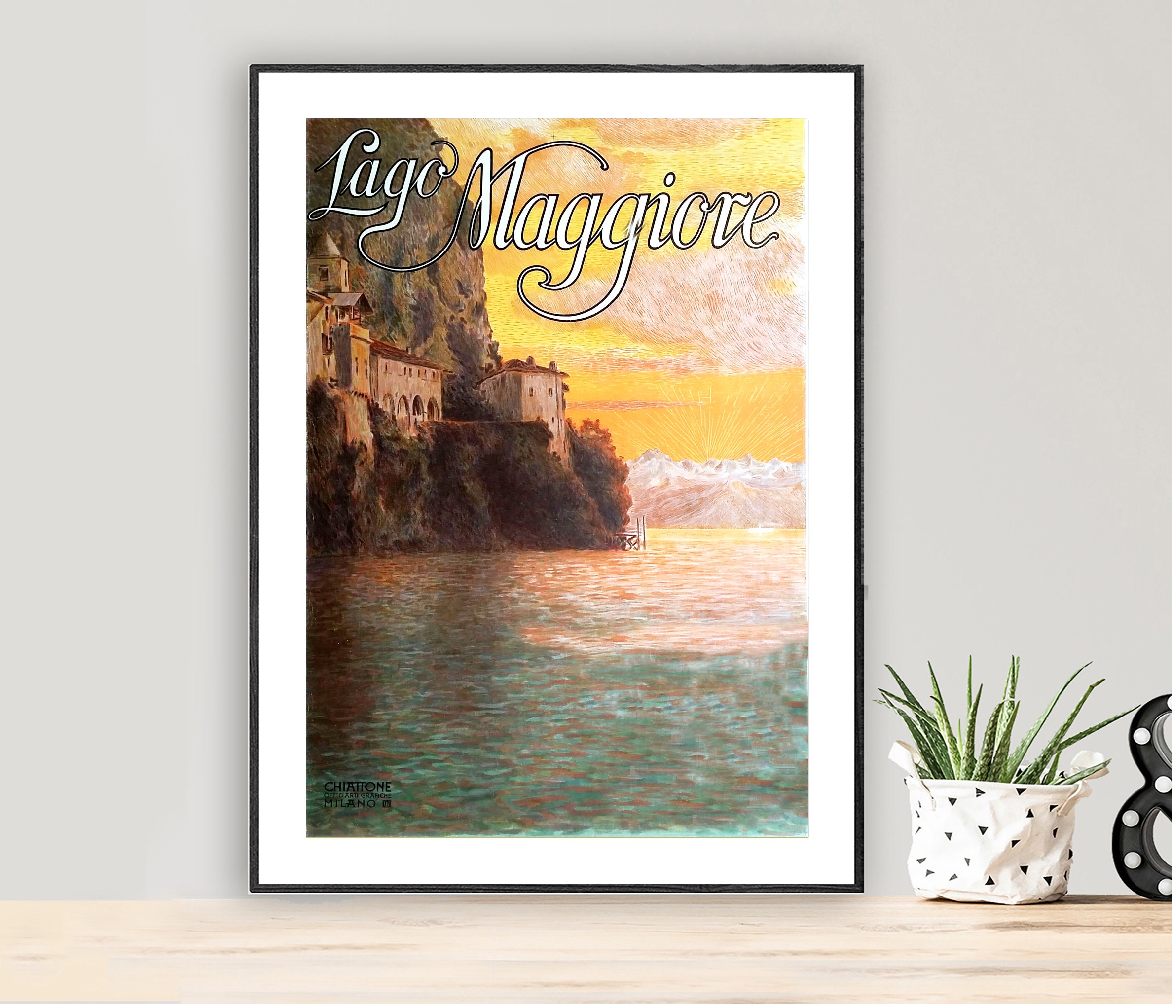 Canvas Poster Poster Gift Vintage Decor Idea Etsy Print Wall - or / / Italy Travel Paper Maggiore, Lago