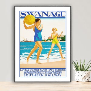 Swanage, Southern Railway, England Vintage Travel Poster - Poster Paper or Canvas Print / Gift Idea / Wall Decor