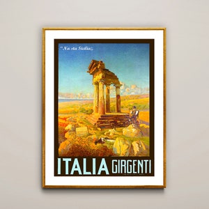 Italia Girgenti Vintage Reiseposter - Poster auf Papier oder Leinwand / Geschenkidee