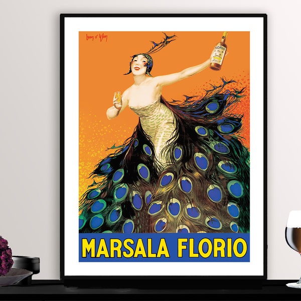 Marsala Florio Vintage Food&Drink Poster von Jean d'Ylen - Getränkekunst, Weinliebhaber, Wandkunst, Geschenkidee