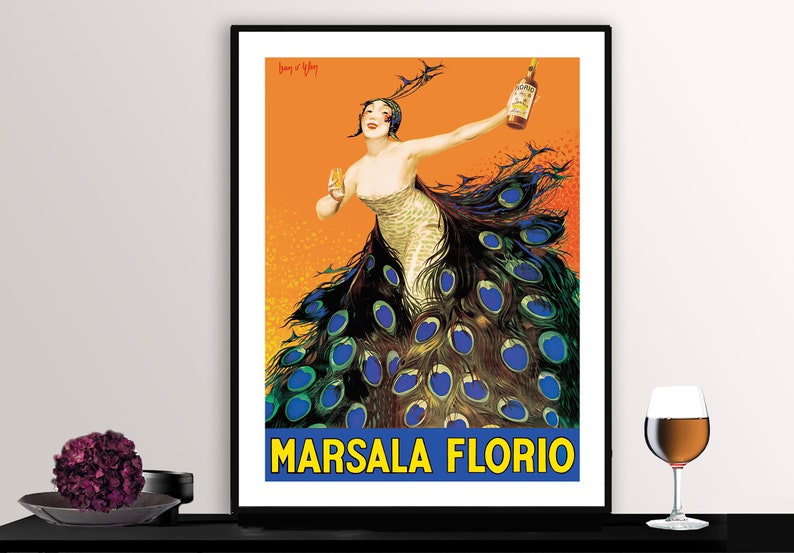 Poster Manifesto Locandina Pubblicità Marsala Dessert Florio Stampa 32x47 Cm