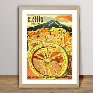 Sicilia Italia Vintage Travel Poster -  Poster Paper or Canvas Print / Gift Idea / Wall Art
