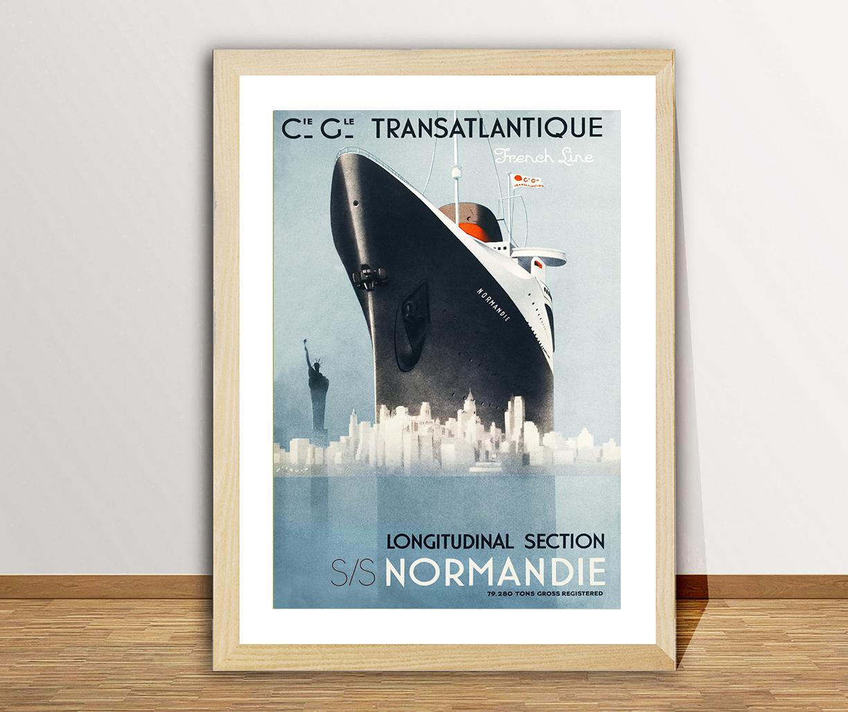 カサンドル「ノルマンディー」リトグラフ ポスター、複製 ノルマンディー 客船のポスター 【Maritime Gallery Ocean-Note】