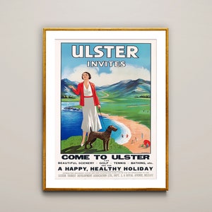 Ulster Invites, Come to Ulster, Ireland Vintage Travel Poster - Poster Print or Canvas Print / Gift Idea / Wall Decor