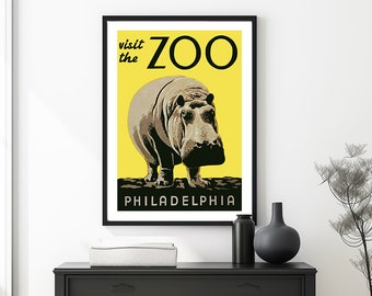 Visit the Zoo, Philadelphia Vintage  Travel Poster - Poster Print or Canvas Print / Gift Idea / Wall Art