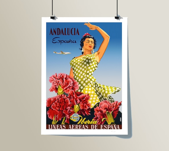 Andalucia Spain Vintage Travel Poster: Iberia Airlines Art Print