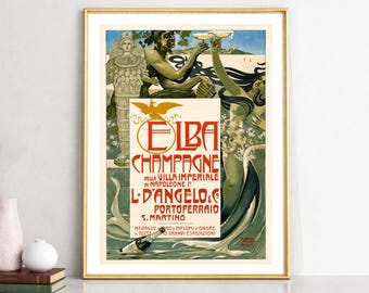 Vintage Elba Champagne Advertisement Art Print - Food&Drink Poster