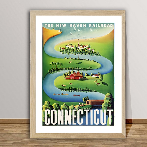 New Haven Railroad Vintage Travel Poster: Connecticut Wall Art