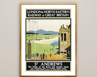 St. Andrews. Scotland Vintage Travel Poster - Poster Paper or Canvas Print / Gift Idea / Wall Decor