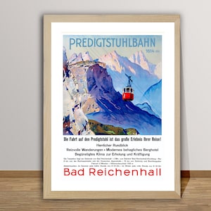 Predigtstuhl Bahn, Bad Reichenhall Germany  Vintage Travel Poster - Retro Predigtstuhl Bahn Poster / Gift Idea