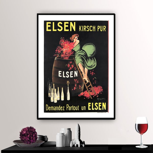 Elsen Kirsch Pur Vintage Food&Drink Poster by Leonetto Cappiello - Poster Paper or Canvas Print / Gift Idea / Wall Decor