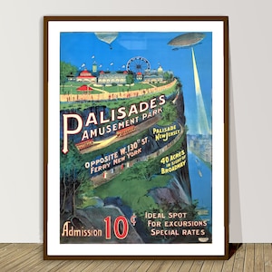20x30 1937 Palisades Amusement Park Vintage Advertising PinUp Poster