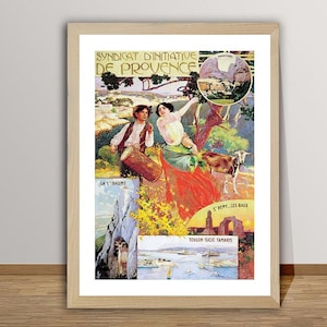 Syndicat d&#39;Iniatiative de Provence, France  Vintage Travel Posters - Poster Paper or Canvas Prints / Gift Idea