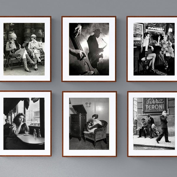 Set of 6 (%15 OFF) Nostalgia Collection of Vintage Black and White Photographs Prints - Decorative Ideas, Trendy Photo Collages, B/W Photos