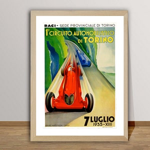 1o Circuito Automobilistico di Torino 7 Luglio, 1935 Vintage Grand Prix Poster - Racing Poster, Retro Print, Racing Lovers Gift