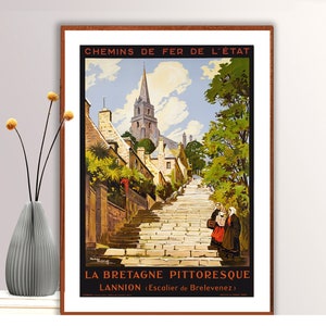 Poster di viaggio vintage La Bretagne Pittoresque - Carta per poster o stampa su tela / Idea regalo / Decorazioni per la casa