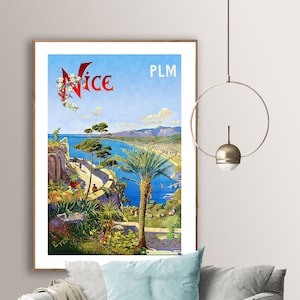 Nice France Vintage Travel Poster - Nice Poster, French Riviera Print, Wall Art, Gift Idea