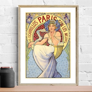 Los Cigarillos  Paris Son Los  Mejores Vintage Poster - Poster Paper or Canvas Print / Gift Idea