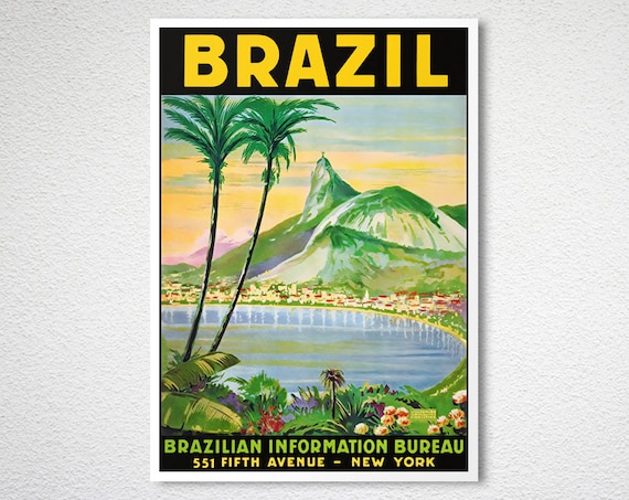 Brazil Travel Poster: Vintage Rio De Janeiro Wall Art - Etsy