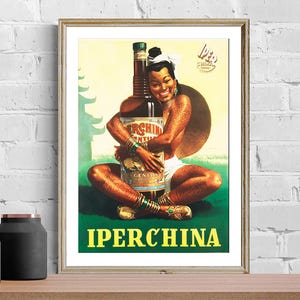 Vintage Italian Herbal Liqueur Advertisement Art Print - Reproduction of a Vintage Retro Artwork, Decorative Purposes Wall Decor