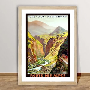 La Route des Alpes France Vintage Travel Poster - Travel Memories / Gift Idea / Wall Decor