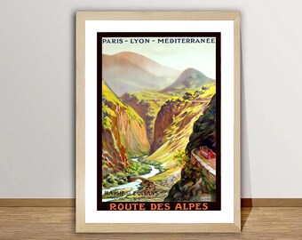 thumbnail image 2 of La Route Des Alpes 1920s Vintage French Travel Poster – 18x24 Matte Print – Alpine Road Classic 2 of 6