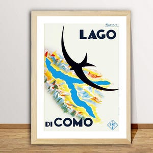 Lago di Como, Italy  Vintage Travel Poster - Lake Como Travel Poster  / Gift Idea / Wall Decor