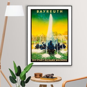 Poster di viaggio vintage Bayreuth - Carta poster o stampa su tela / Idea regalo / Decorazione da parete
