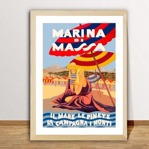 Marina di Massa, Il Mare Le Pinete La Campagna I Monti, Italia Vintage Travel Poster - Recuerdos de Italia / Idea de regalo / Decoración de pared