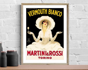 Vintage Italian Vermouth Advertisement Art Print - Reproduction of a Vintage Artwork, Decorative Purposes Wall Decor