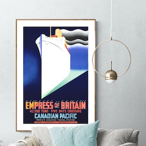 Empress of Britain, Canadian Pacific, World&#39;s Greatest Travel System Vintage Travel Poster - Travel Cruise Memories / Gift Idea / Wall Decor