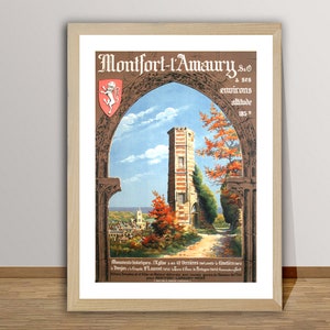 Montfort L&#39;Amaury, France  Vintage Travel Poster - Poster Paper or Canvas Print / Gift Idea