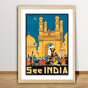 インドのヴィンテージ旅行ポスターを見る - インドの旅行の思い出 / ギフトアイデア / 壁飾り