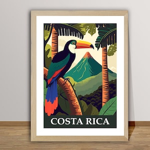Costa Rica Island Travel Poster by Wed - Costa Rica Poster, Caribbean Island Print, Wall Decor, Gift Idea