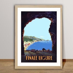 Finale Ligure Italia Poster di viaggio vintage - Poster di Finale Ligure, viaggio in Italia, decorazione da parete, idea regalo