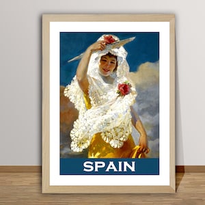 Spain Vintage Travel Poster - Flamenco Dancer Print / Gift Idea / Wall Decor