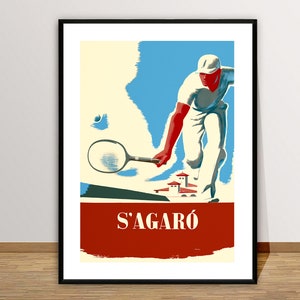 S&#39;Agaro Tennis Player Vintage Tennis Poster - Tennis Poster, Tennis Lovers, Wall Decor, Gift Idea