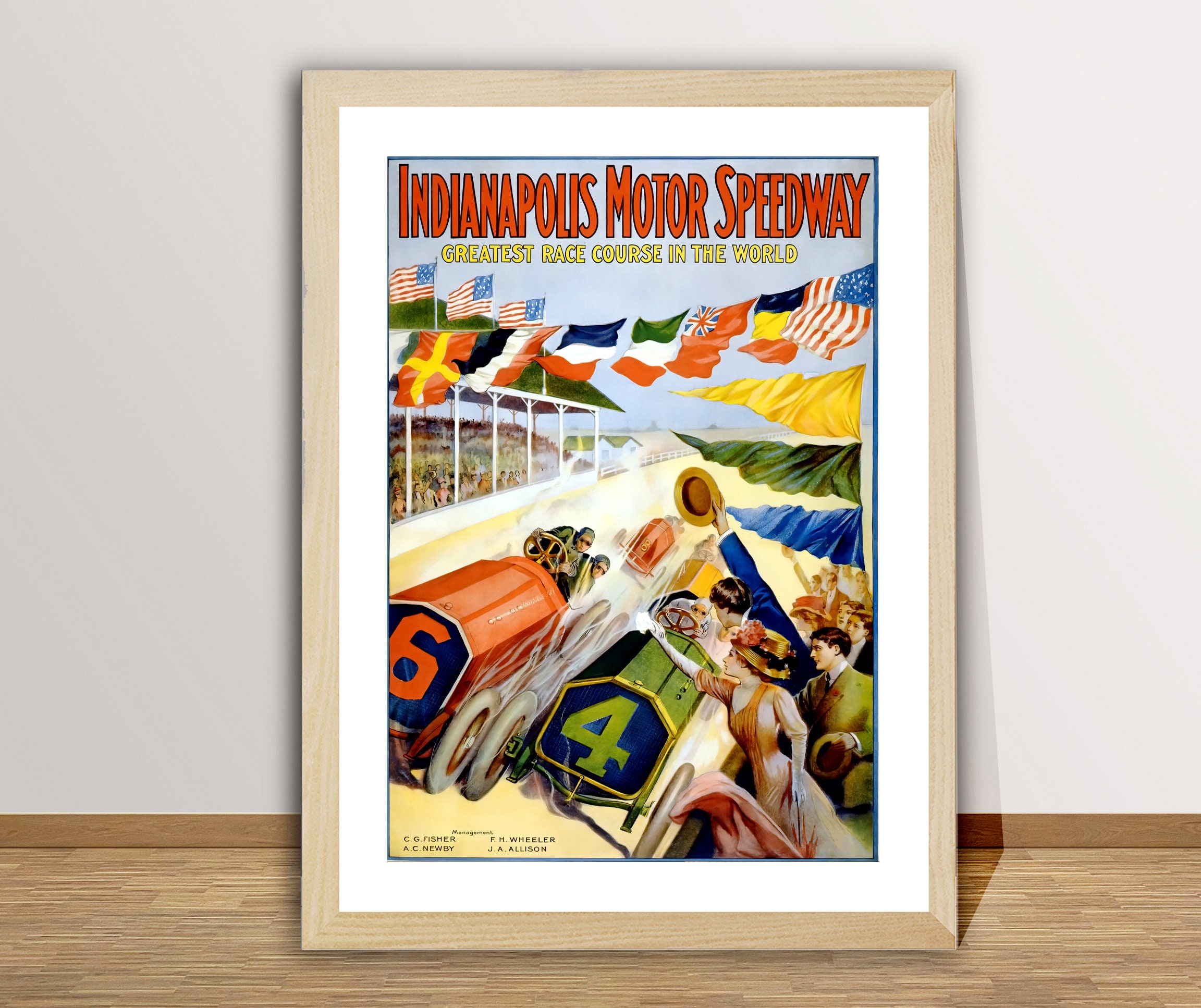 Vintage Indianapolis Motor Speedway Advertisement (1909) Art Print, Reproduction of a Retro Artwork, Decorative Purposes Wall Decor